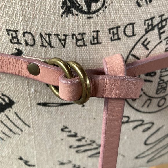Vintage J. Crew Genuine Leather Skinny Belt 41" Pink double D-ring - Picture 3 of 8